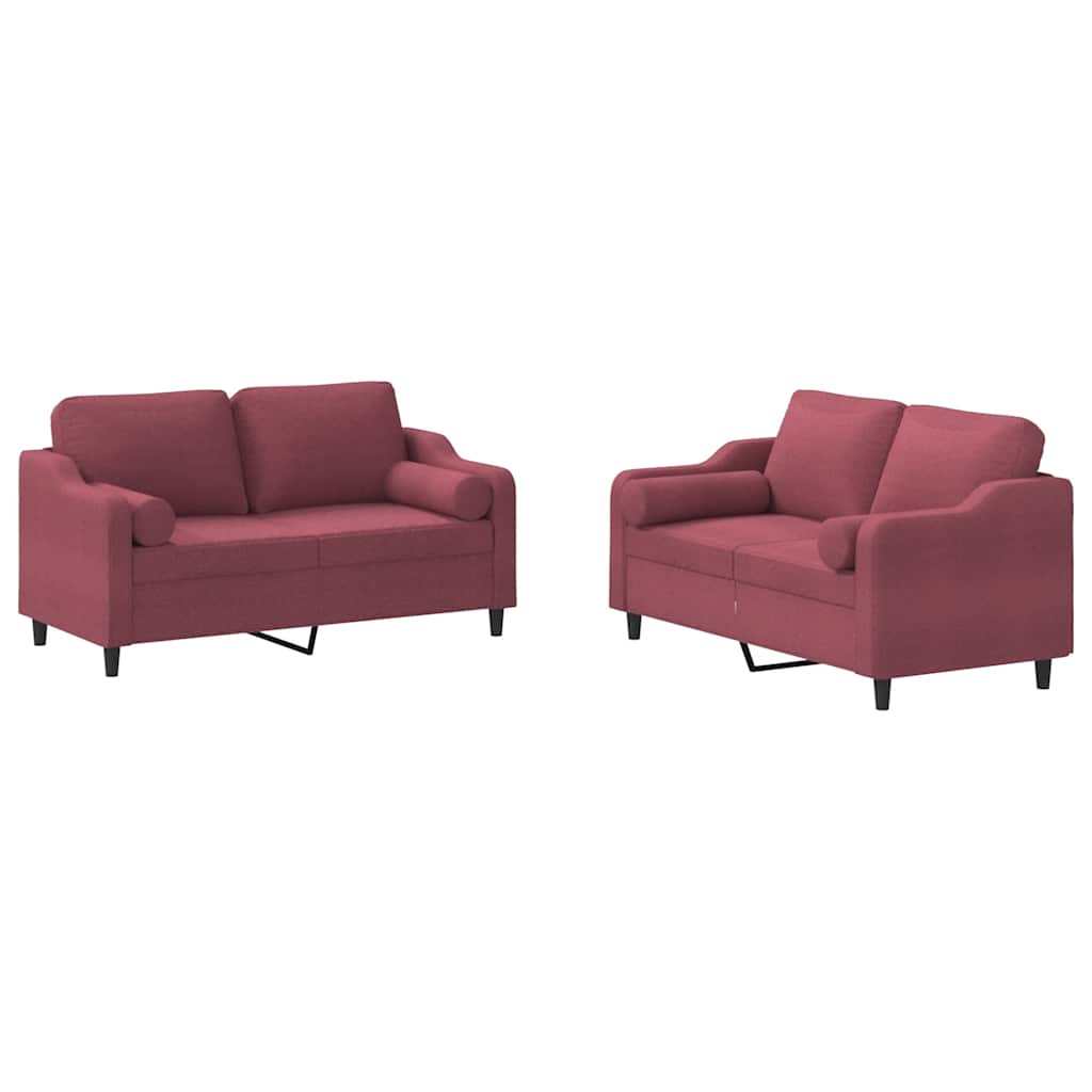 2-delige Loungeset met kussens stof wijnrood is nu te koop bij PeponiXL, paradijselijk wonen!