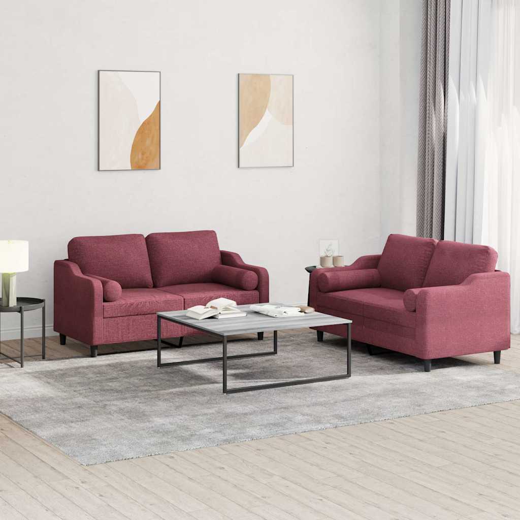 2-delige Loungeset met kussens stof wijnrood is nu te koop bij PeponiXL, paradijselijk wonen!