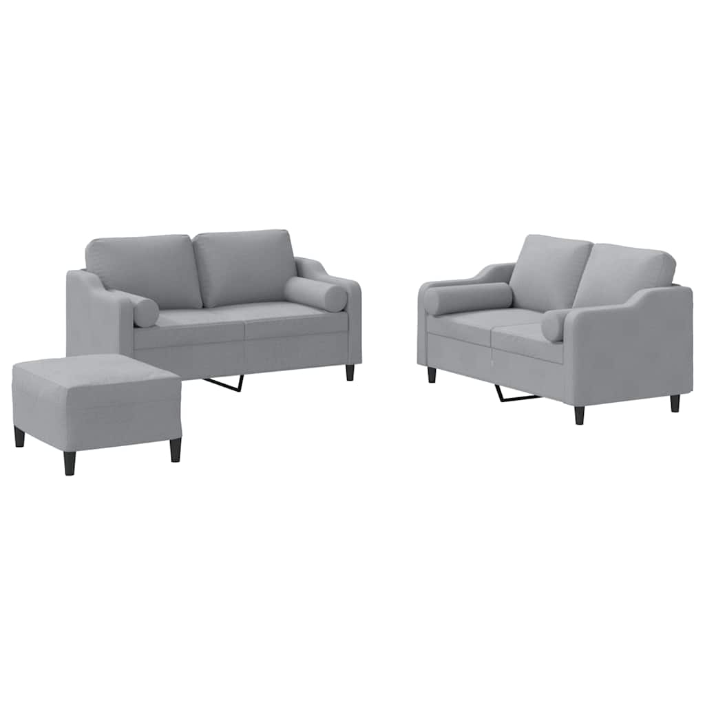 3-delige Loungeset met kussens stof lichtgrijs is nu te koop bij PeponiXL, paradijselijk wonen!