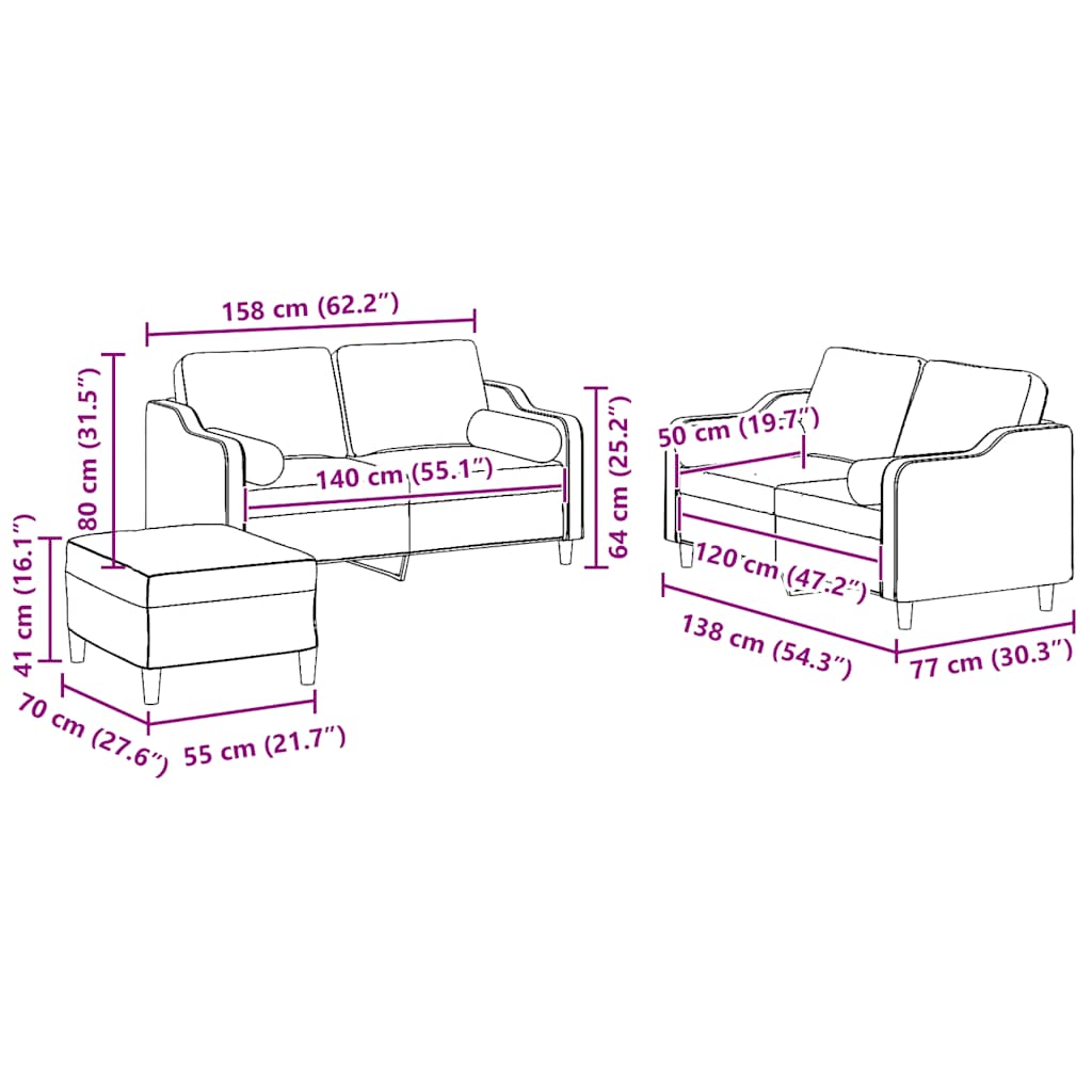 3-delige Loungeset met kussens stof lichtgrijs is nu te koop bij PeponiXL, paradijselijk wonen!