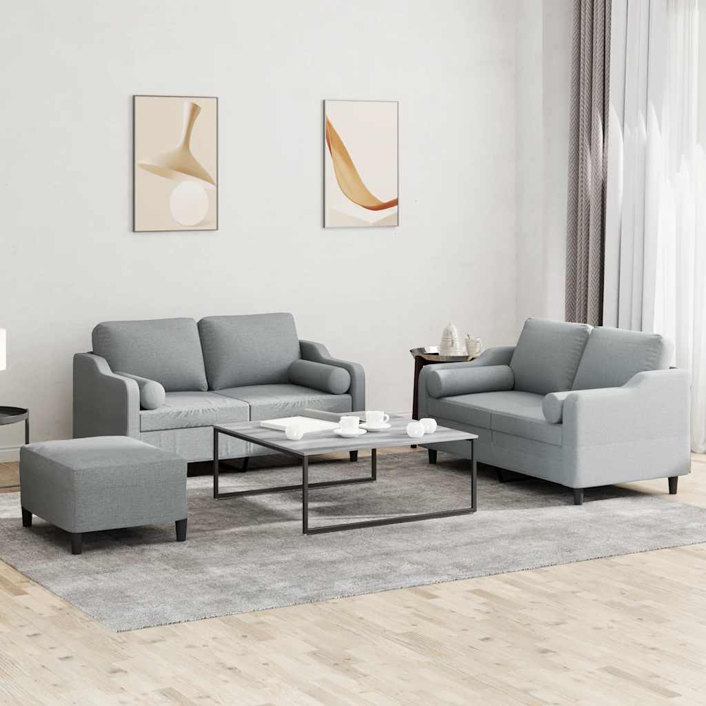 3-delige Loungeset met kussens stof lichtgrijs is nu te koop bij PeponiXL, paradijselijk wonen!