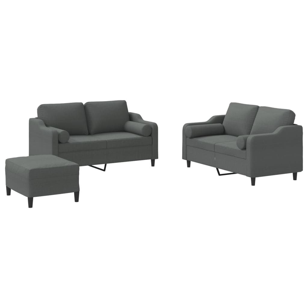 3-delige Loungeset met kussens stof donkergrijs is nu te koop bij PeponiXL, paradijselijk wonen!