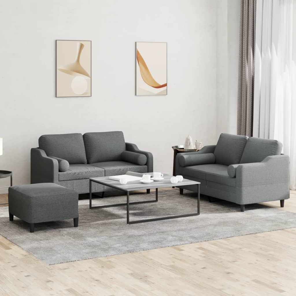 3-delige Loungeset met kussens stof donkergrijs is nu te koop bij PeponiXL, paradijselijk wonen!