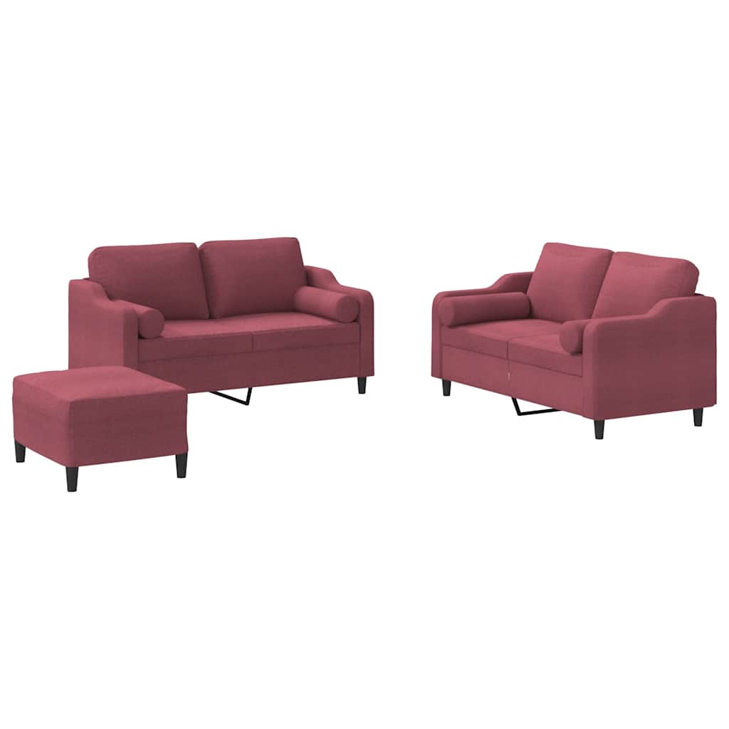 3-delige Loungeset met kussens stof wijnrood is nu te koop bij PeponiXL, paradijselijk wonen!