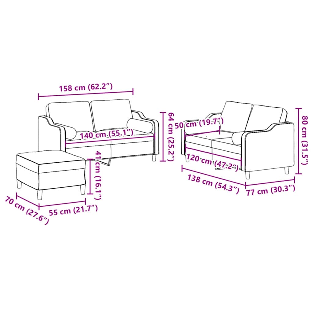 3-delige Loungeset met kussens stof wijnrood is nu te koop bij PeponiXL, paradijselijk wonen!