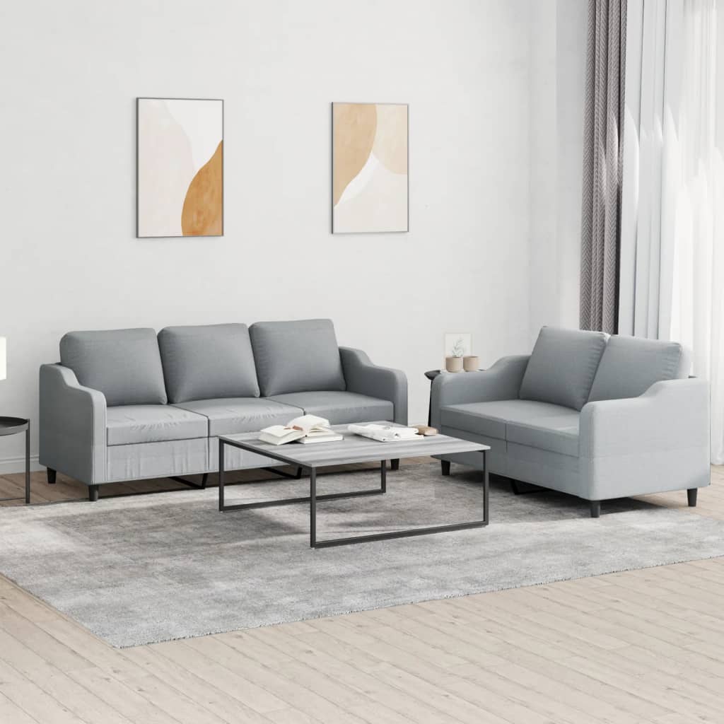 2-delige Loungeset met kussens stof lichtgrijs is nu te koop bij PeponiXL, paradijselijk wonen!