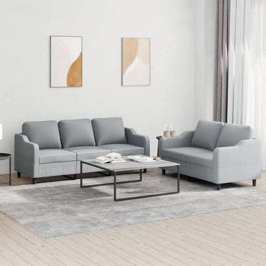 2-delige Loungeset met kussens stof lichtgrijs is nu te koop bij PeponiXL, paradijselijk wonen!