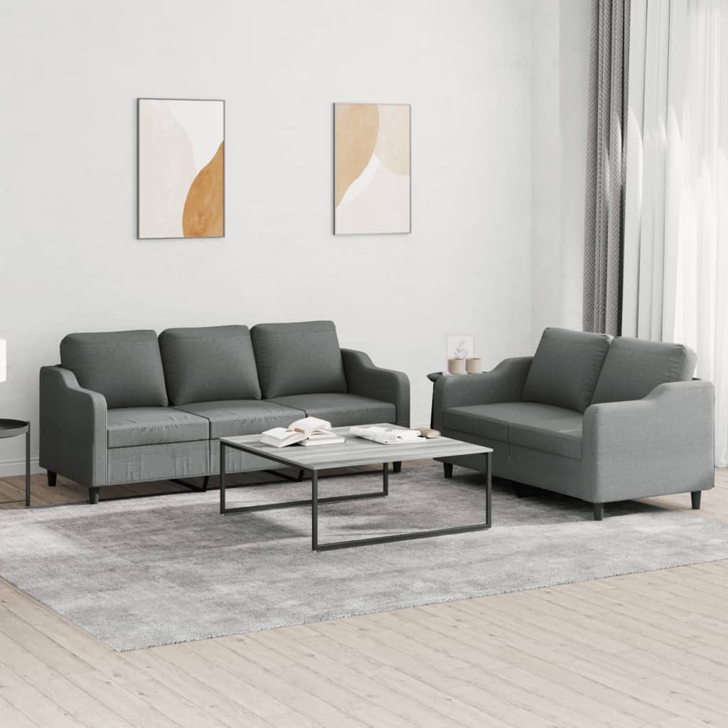 2-delige Loungeset met kussens stof donkergrijs is nu te koop bij PeponiXL, paradijselijk wonen!