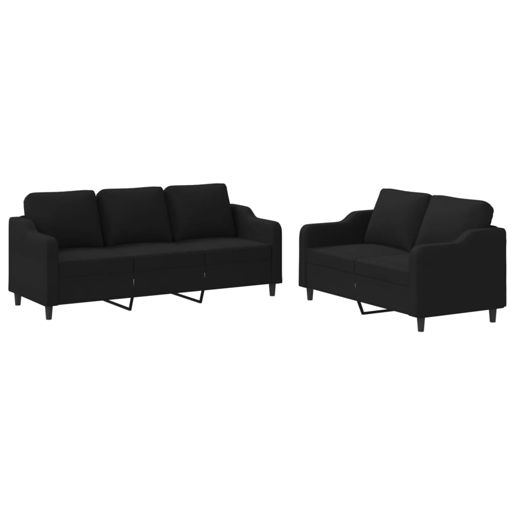 2-delige loungeset met kussens stof zwart is nu te koop bij PeponiXL, paradijselijk wonen!