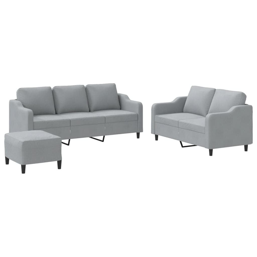 3-delige Loungeset met kussens stof lichtgrijs is nu te koop bij PeponiXL, paradijselijk wonen!