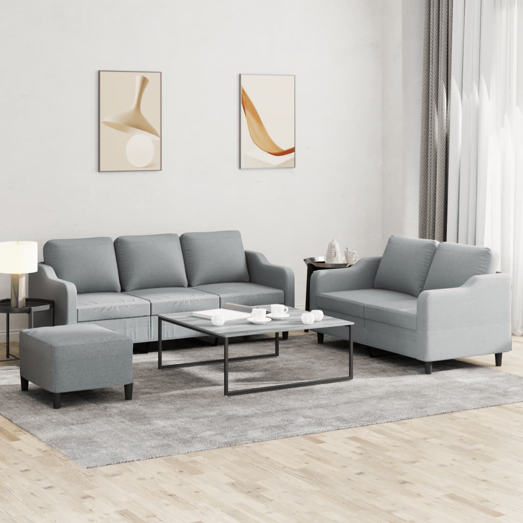 3-delige Loungeset met kussens stof lichtgrijs is nu te koop bij PeponiXL, paradijselijk wonen!
