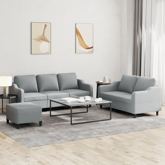 3-delige Loungeset met kussens stof lichtgrijs is nu te koop bij PeponiXL, paradijselijk wonen!