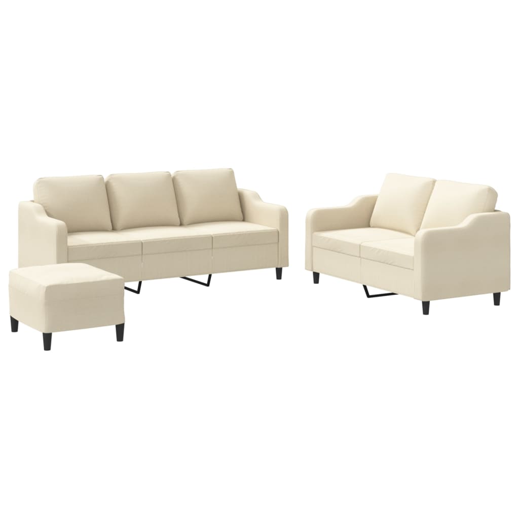 3-delige Loungeset met kussens stof crèmekleurig is nu te koop bij PeponiXL, paradijselijk wonen!