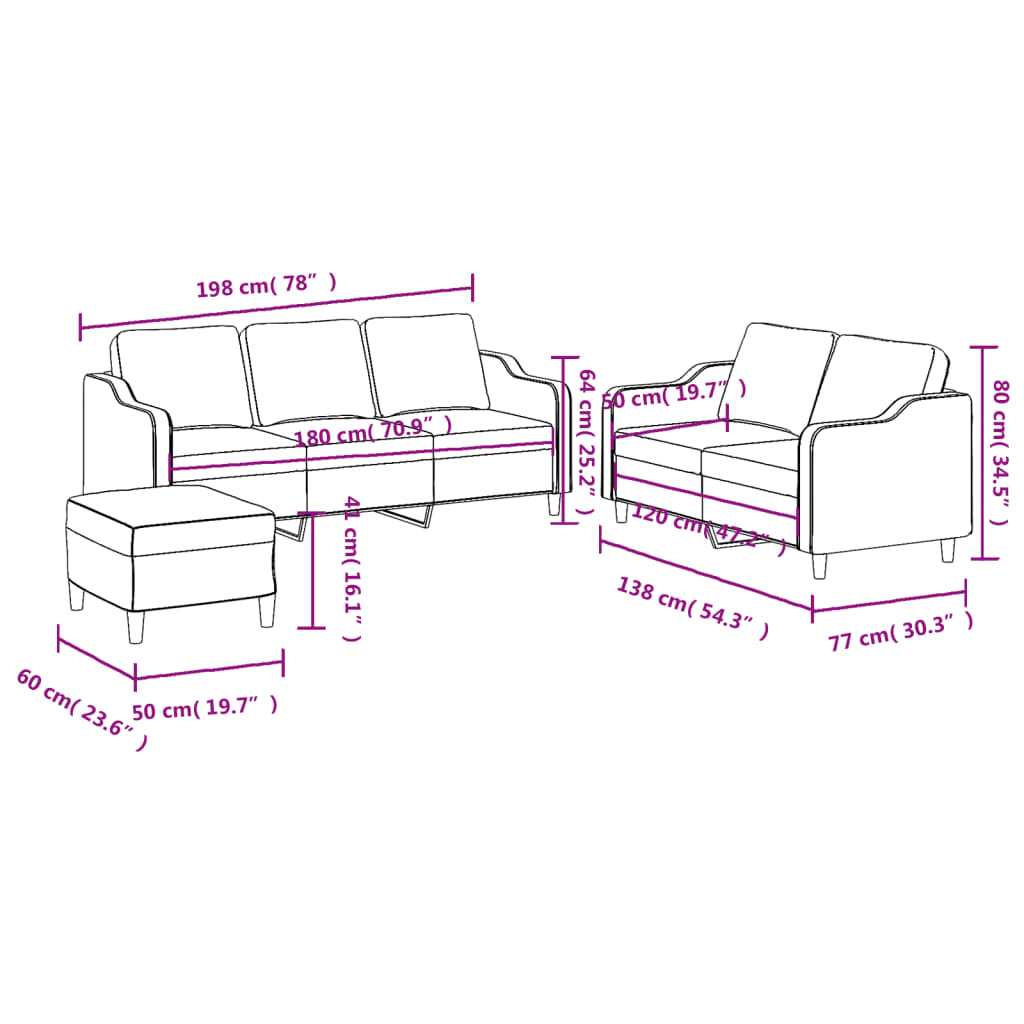 3-delige Loungeset met kussens stof taupe is nu te koop bij PeponiXL, paradijselijk wonen!