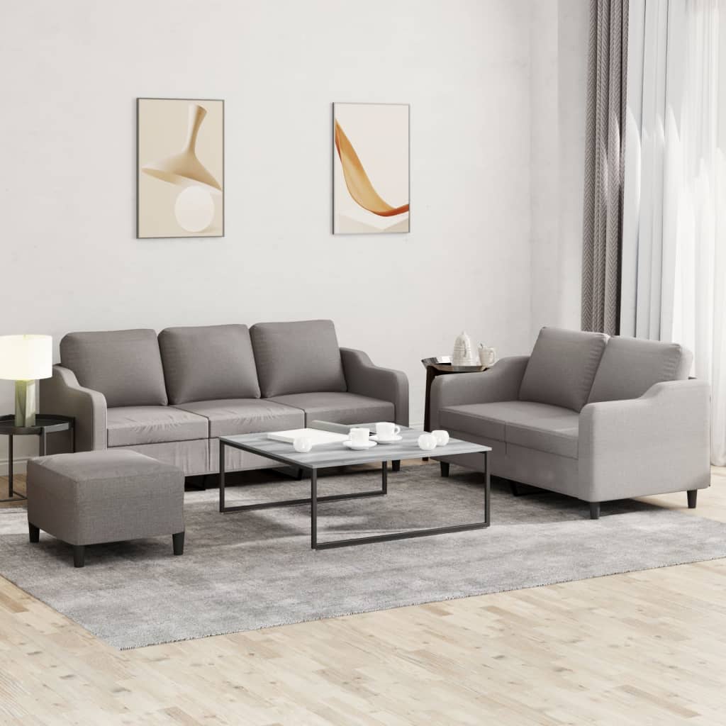 3-delige Loungeset met kussens stof taupe is nu te koop bij PeponiXL, paradijselijk wonen!