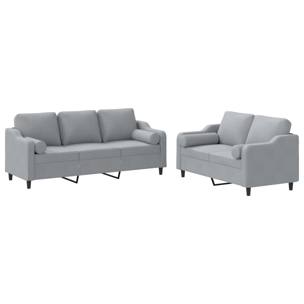 2-delige Loungeset met kussens stof lichtgrijs is nu te koop bij PeponiXL, paradijselijk wonen!