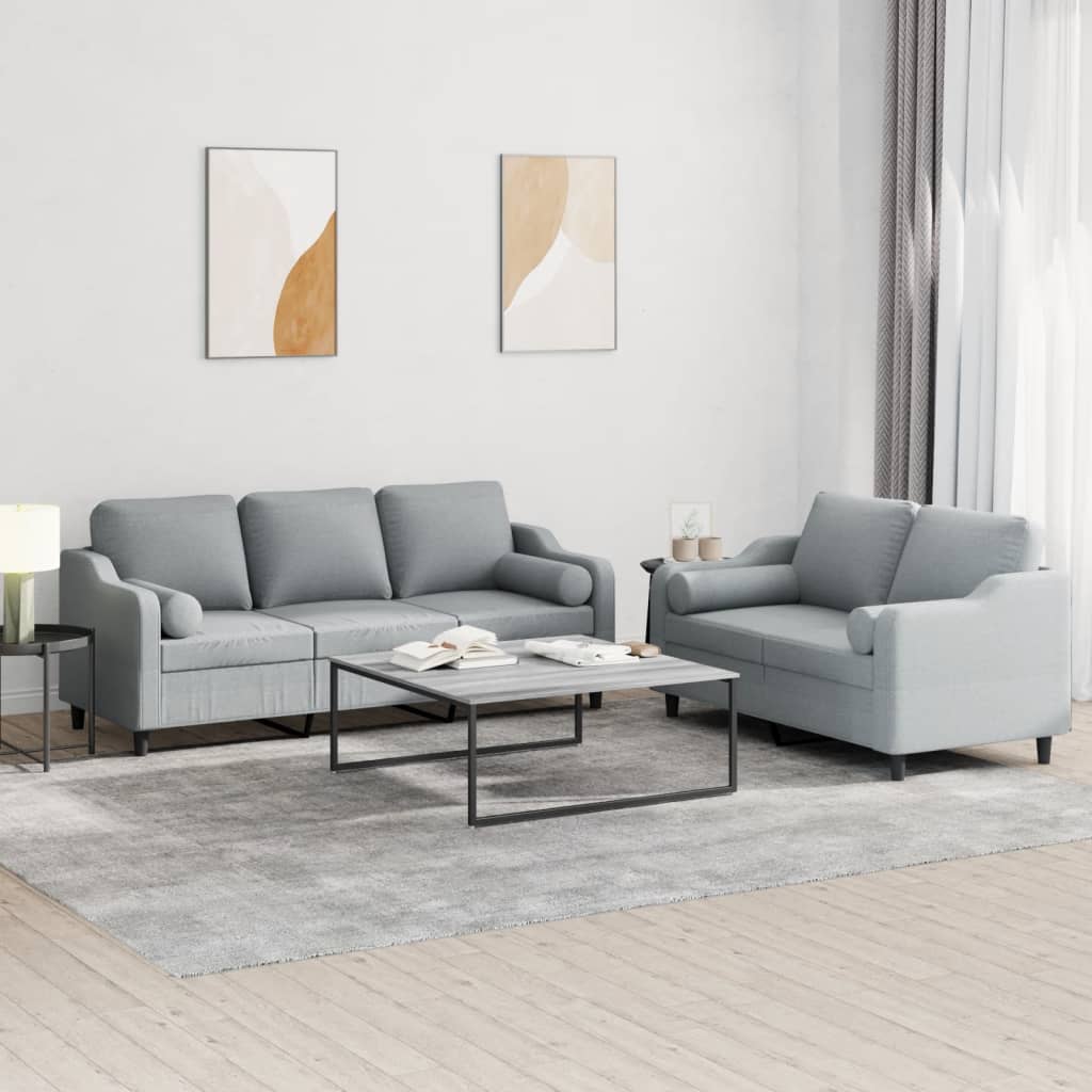 2-delige Loungeset met kussens stof lichtgrijs is nu te koop bij PeponiXL, paradijselijk wonen!