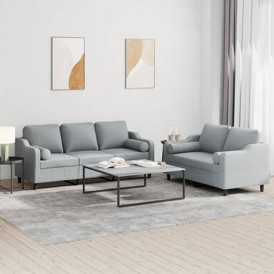 2-delige Loungeset met kussens stof lichtgrijs is nu te koop bij PeponiXL, paradijselijk wonen!