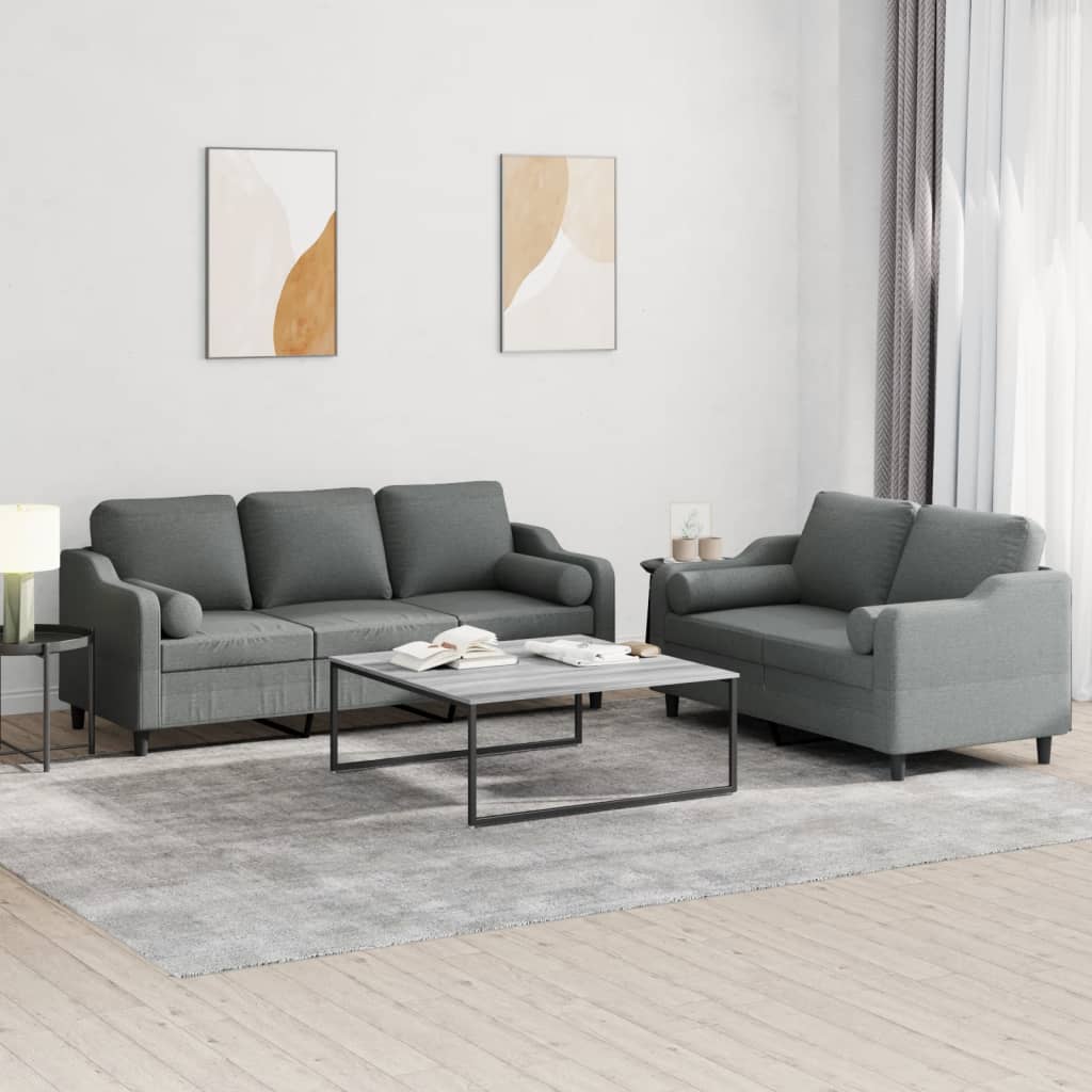 2-delige Loungeset met kussens stof donkergrijs is nu te koop bij PeponiXL, paradijselijk wonen!