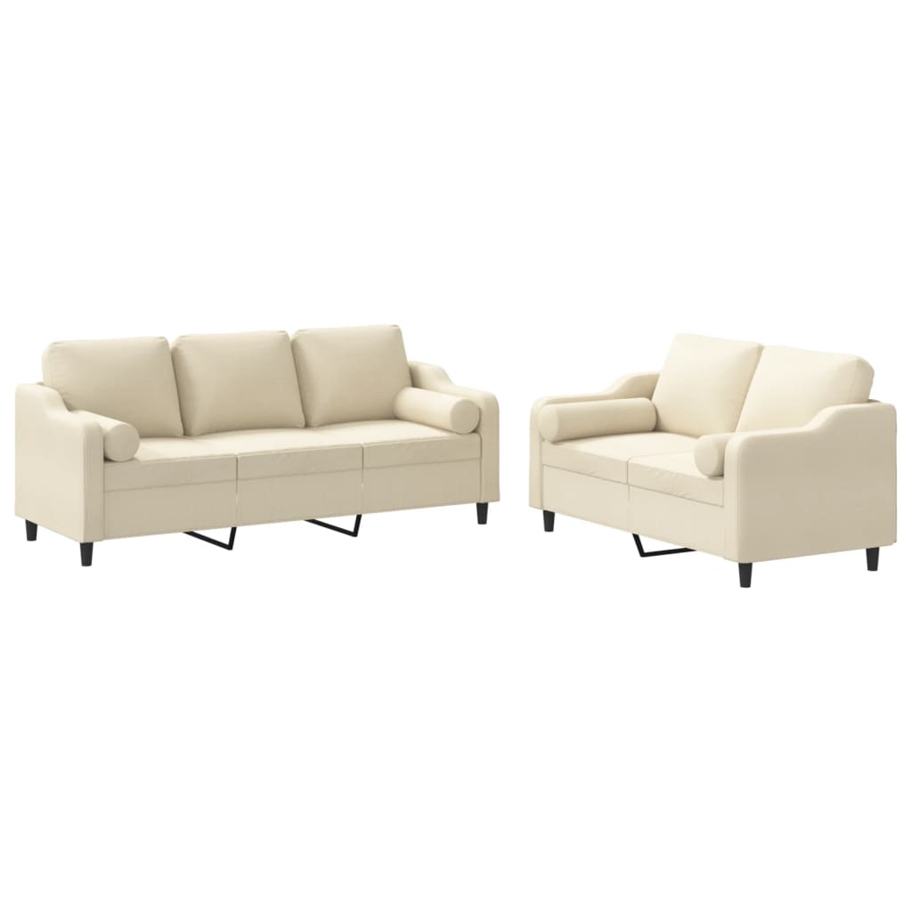 2-delige Loungeset met kussens stof crèmekleurig is nu te koop bij PeponiXL, paradijselijk wonen!