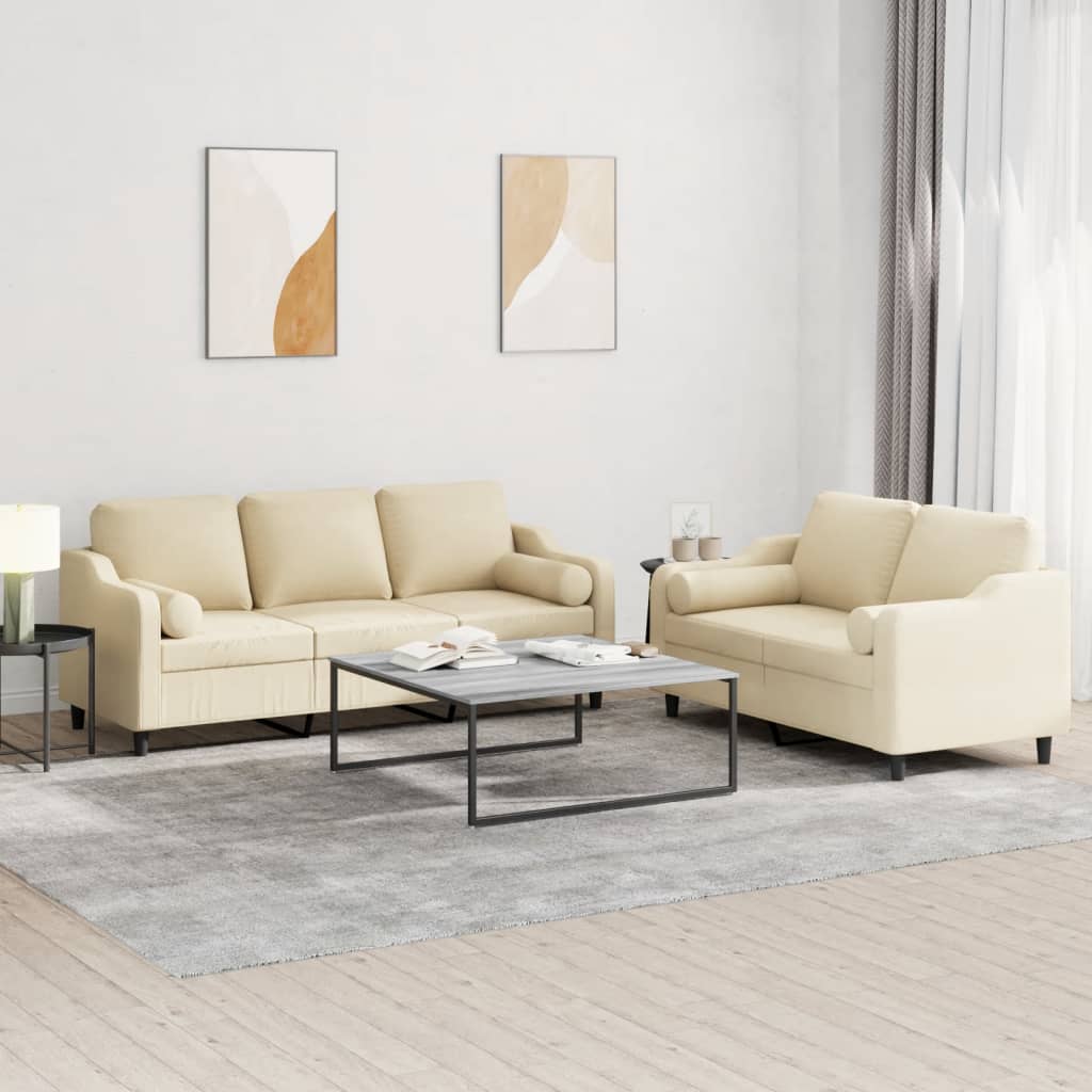2-delige Loungeset met kussens stof crèmekleurig is nu te koop bij PeponiXL, paradijselijk wonen!