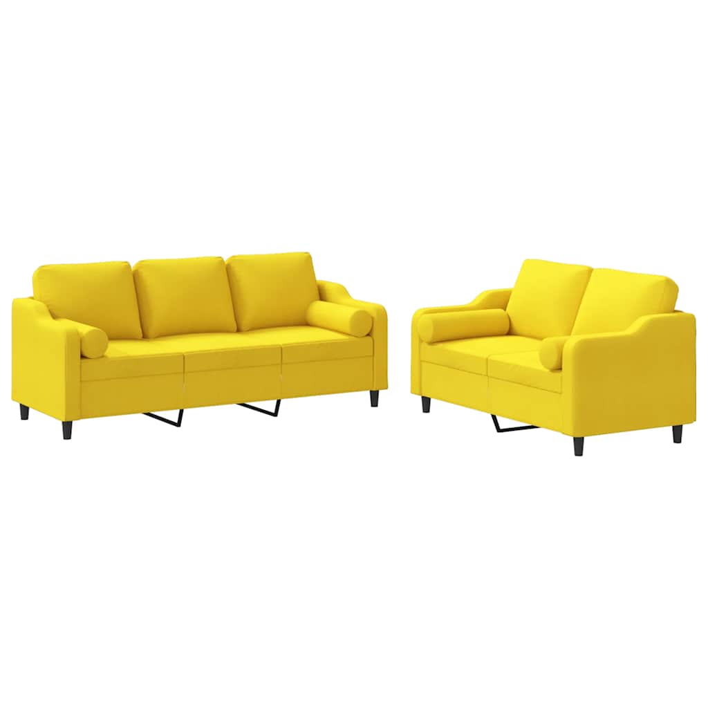 2-delige Loungeset met kussens stof lichtgeel