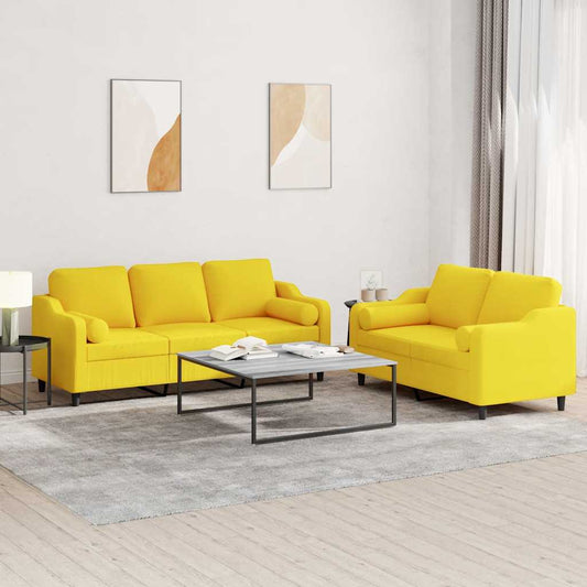 2-delige Loungeset met kussens stof lichtgeel is nu te koop bij PeponiXL, paradijselijk wonen!