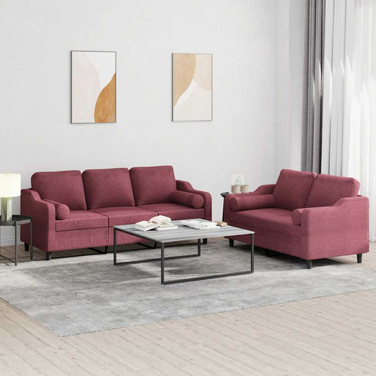 2-delige Loungeset met kussens stof wijnrood is nu te koop bij PeponiXL, paradijselijk wonen!