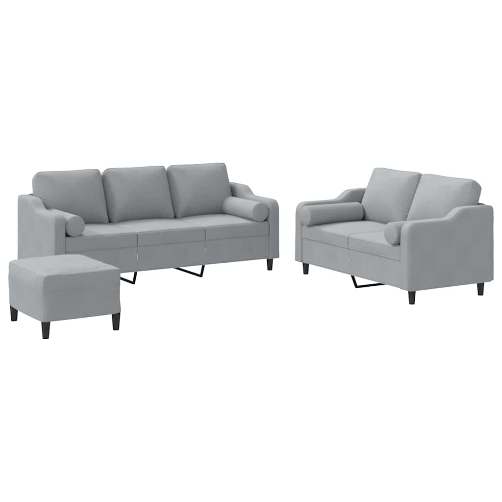 3-delige Loungeset met kussens stof lichtgrijs is nu te koop bij PeponiXL, paradijselijk wonen!
