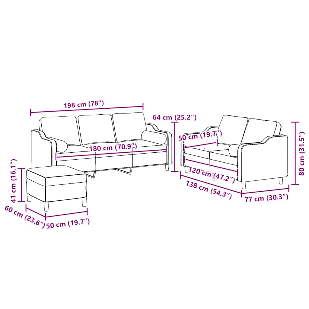3-delige Loungeset met kussens stof lichtgrijs is nu te koop bij PeponiXL, paradijselijk wonen!