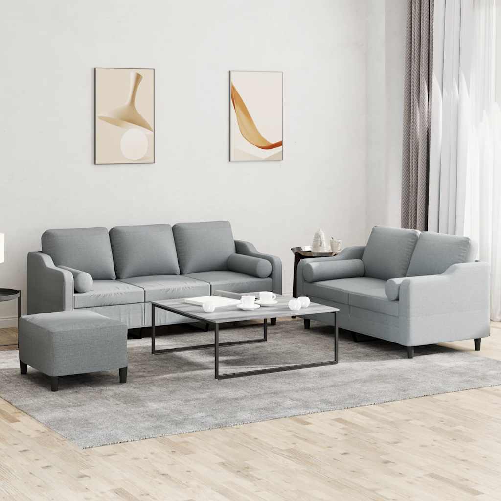3-delige Loungeset met kussens stof lichtgrijs is nu te koop bij PeponiXL, paradijselijk wonen!