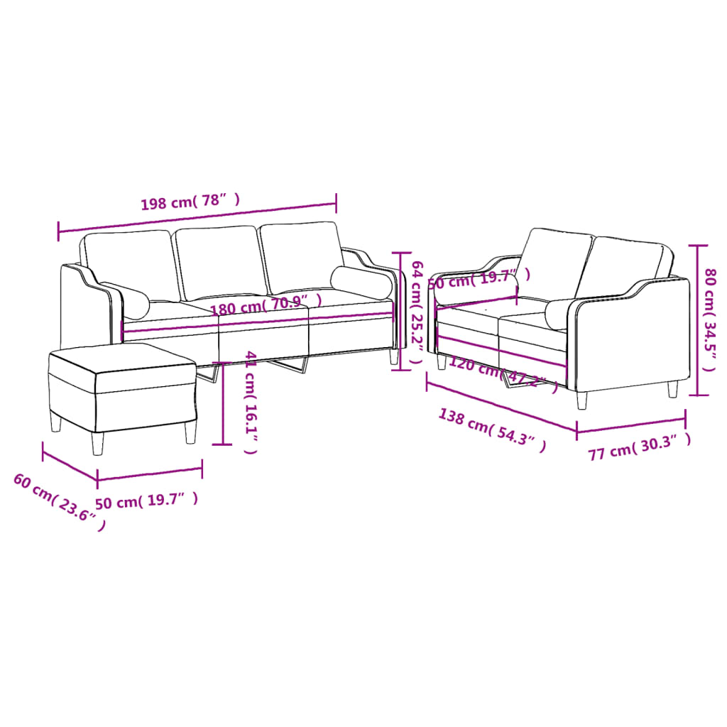 3-delige Loungeset met kussens stof zwart is nu te koop bij PeponiXL, paradijselijk wonen!