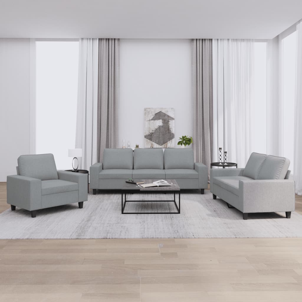 3-delige Loungeset stof lichtgrijs is nu te koop bij PeponiXL, paradijselijk wonen!