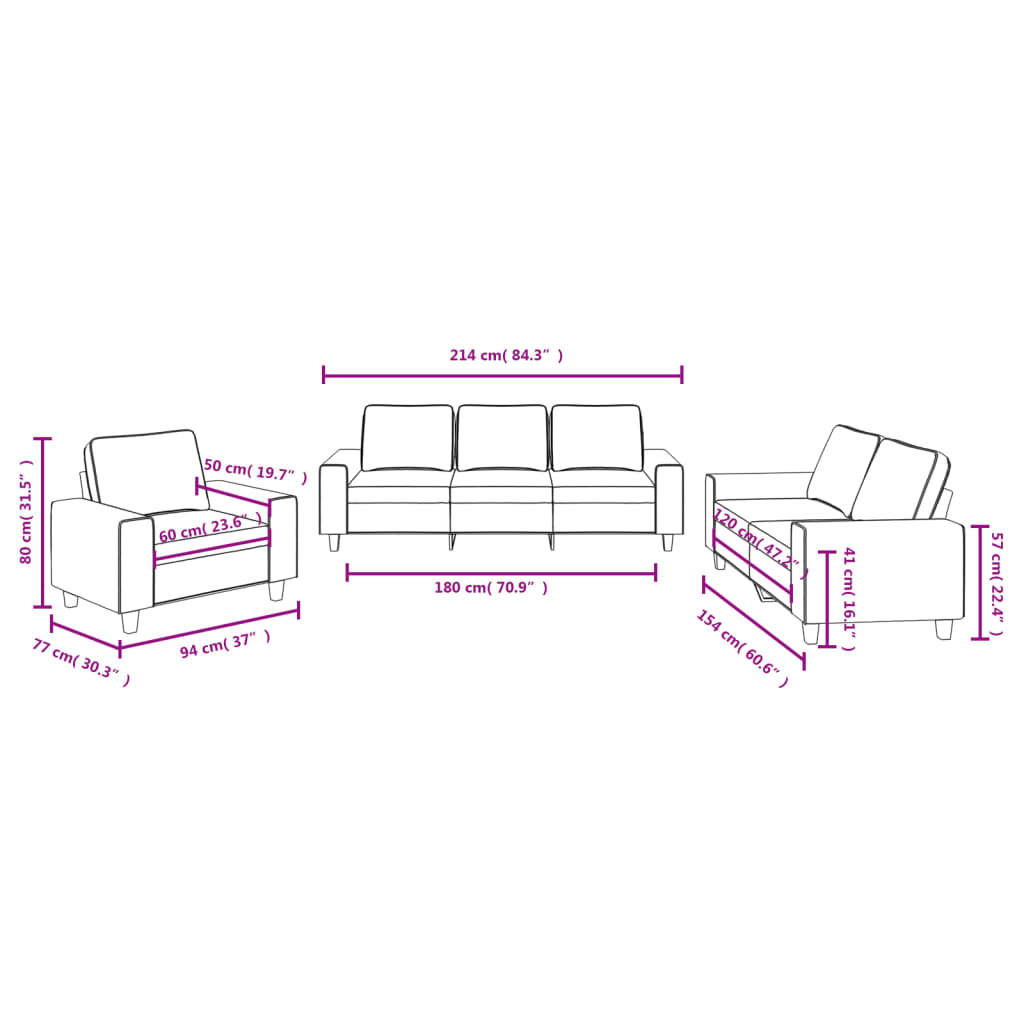 3-delige Loungeset stof donkergrijs is nu te koop bij PeponiXL, paradijselijk wonen!