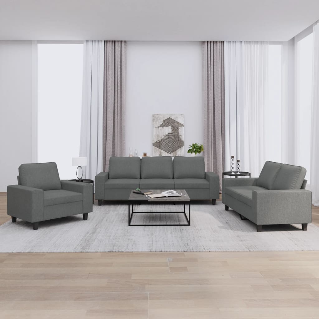 3-delige Loungeset stof donkergrijs is nu te koop bij PeponiXL, paradijselijk wonen!