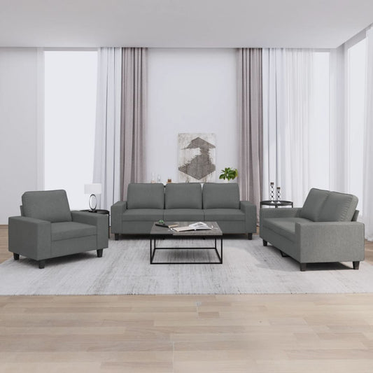 3-delige Loungeset stof donkergrijs is nu te koop bij PeponiXL, paradijselijk wonen!