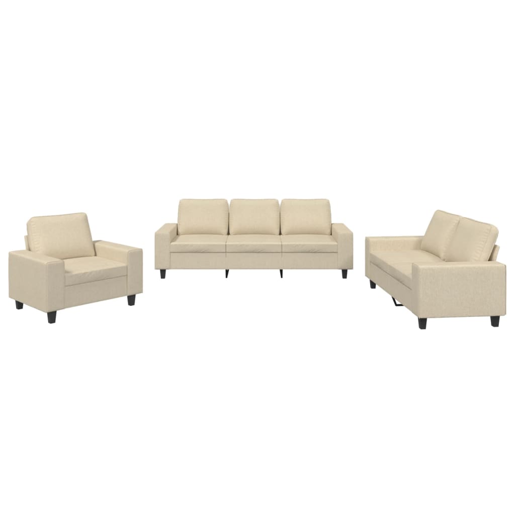 3-delige Loungeset stof crèmekleurig is nu te koop bij PeponiXL, paradijselijk wonen!