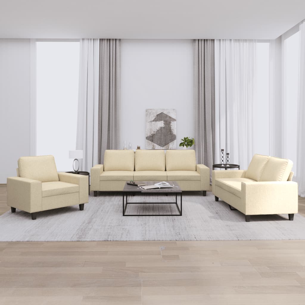 3-delige Loungeset stof crèmekleurig is nu te koop bij PeponiXL, paradijselijk wonen!