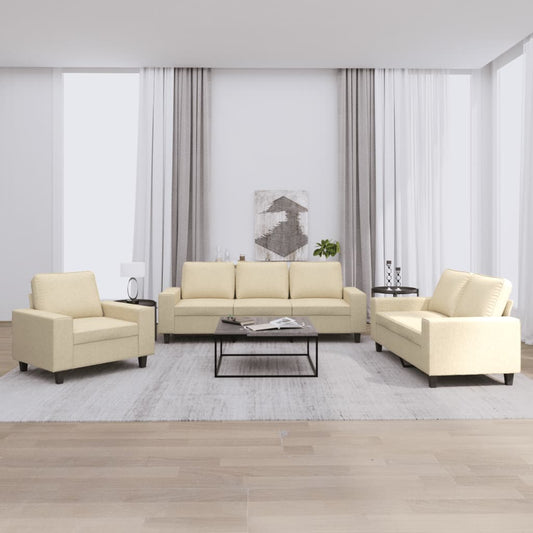 3-delige Loungeset stof crèmekleurig is nu te koop bij PeponiXL, paradijselijk wonen!