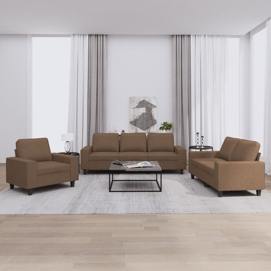3-delige Loungeset stof bruin is nu te koop bij PeponiXL, paradijselijk wonen!