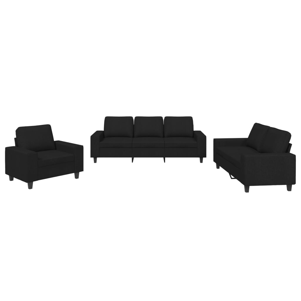 3-delige Loungeset stof zwart is nu te koop bij PeponiXL, paradijselijk wonen!