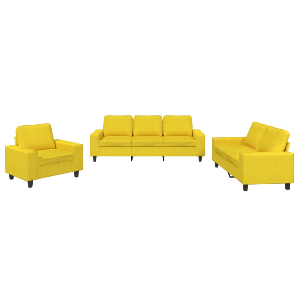 3-delige Loungeset stof lichtgeel is nu te koop bij PeponiXL, paradijselijk wonen!
