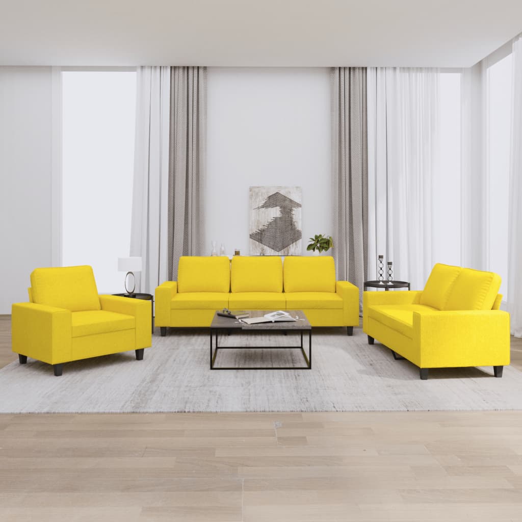 3-delige Loungeset stof lichtgeel is nu te koop bij PeponiXL, paradijselijk wonen!