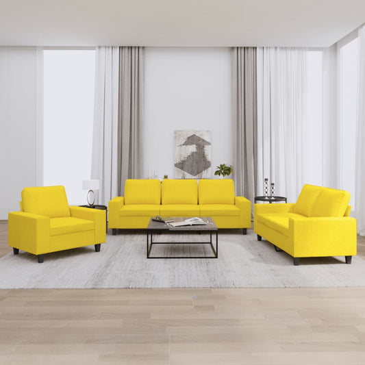 3-delige Loungeset stof lichtgeel is nu te koop bij PeponiXL, paradijselijk wonen!