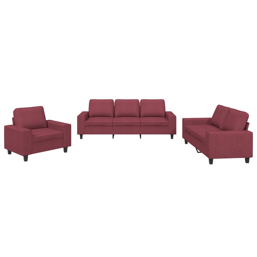3-delige Loungeset stof wijnrood is nu te koop bij PeponiXL, paradijselijk wonen!