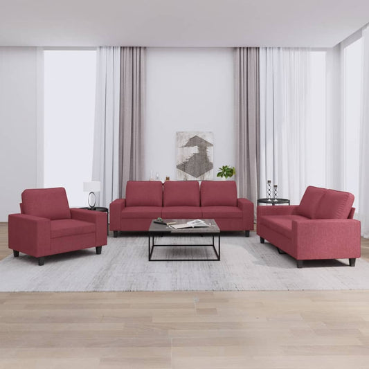 3-delige Loungeset stof wijnrood is nu te koop bij PeponiXL, paradijselijk wonen!