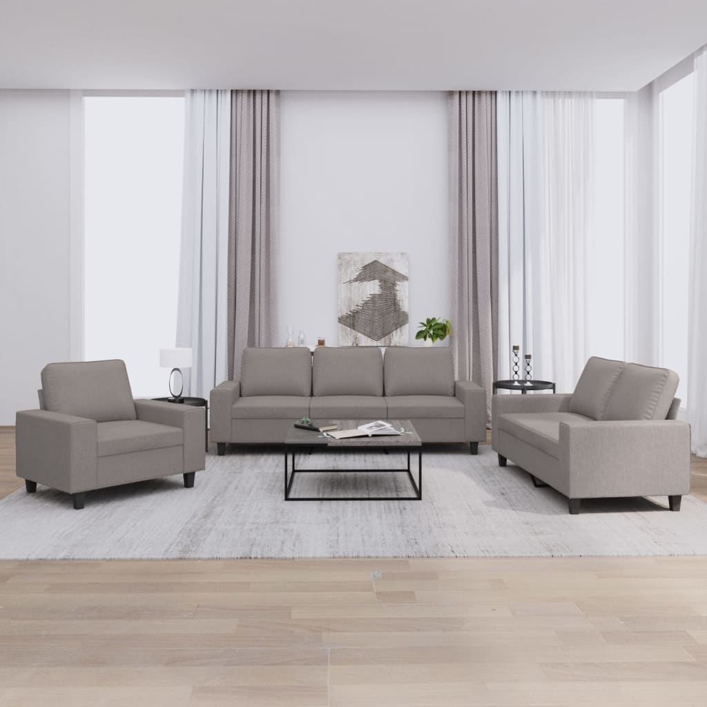 3-delige Loungeset stof taupe is nu te koop bij PeponiXL, paradijselijk wonen!