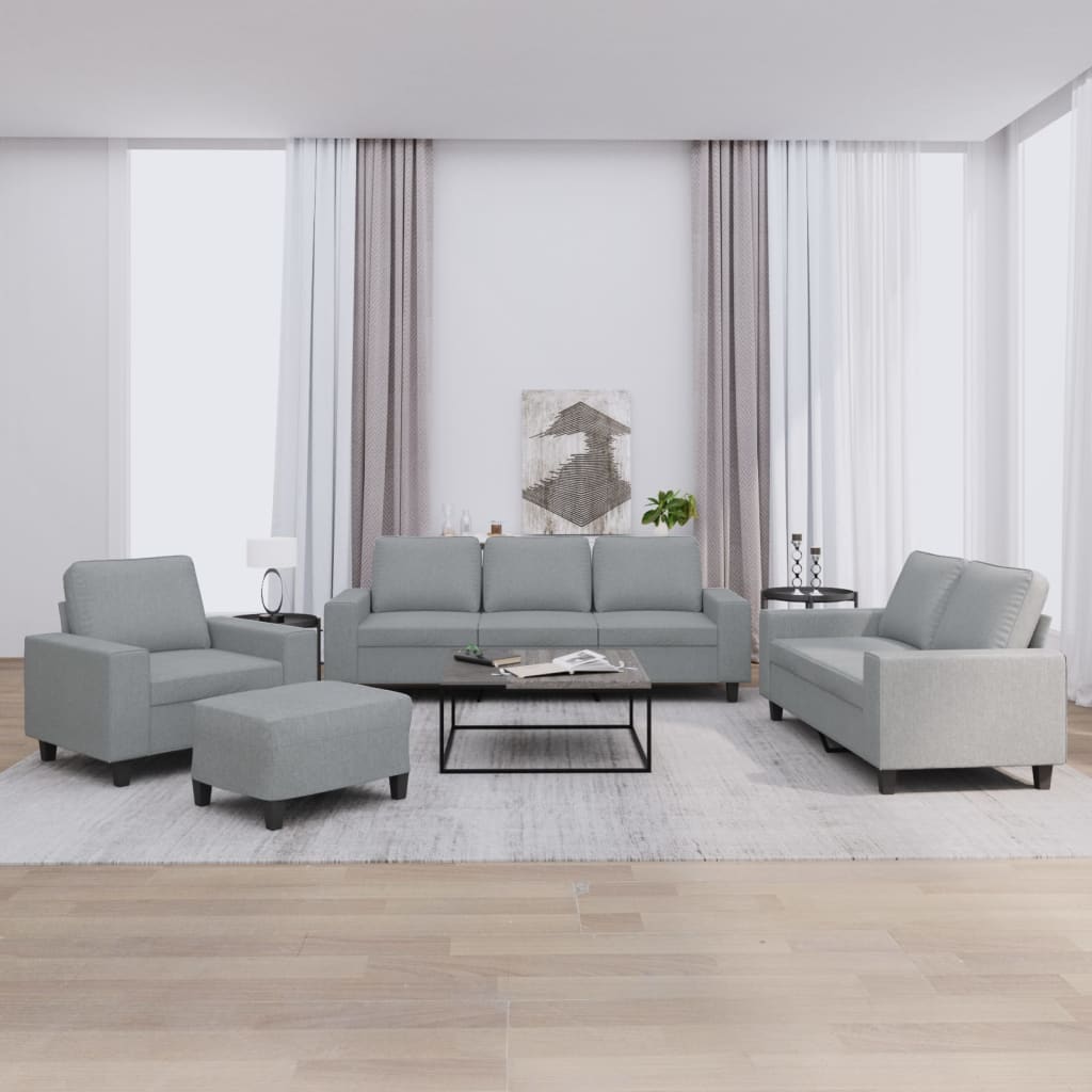 4-delige Loungeset stof lichtgrijs is nu te koop bij PeponiXL, paradijselijk wonen!