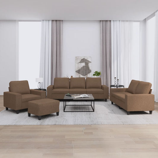 4-delige Loungeset stof bruin is nu te koop bij PeponiXL, paradijselijk wonen!
