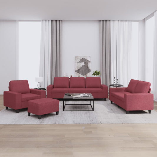 4-delige Loungeset stof wijnrood is nu te koop bij PeponiXL, paradijselijk wonen!